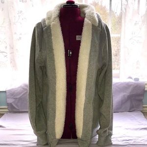 Grey Sherpa Line Zip-Up Hoodie